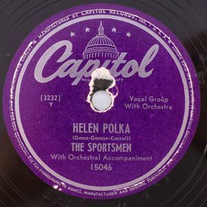 The Sportsmen, Helen Polka / My Wife Has Gone & Left Me 1948 78 rpm Record 15046